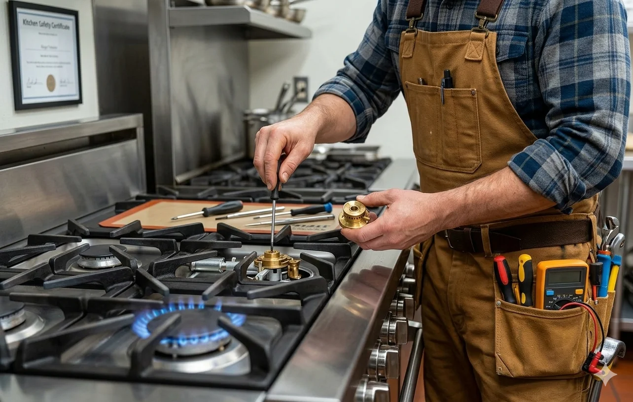 Modern stainless steel oven and stovetop maintenance session